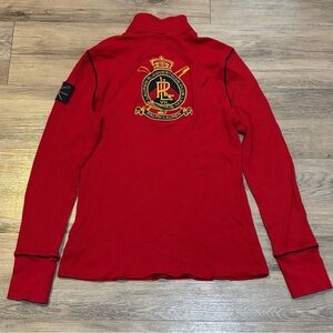 Lauren Ralph Lauren Equestrian Club waffle knit 1/2 zip pullover shirt sz Small
